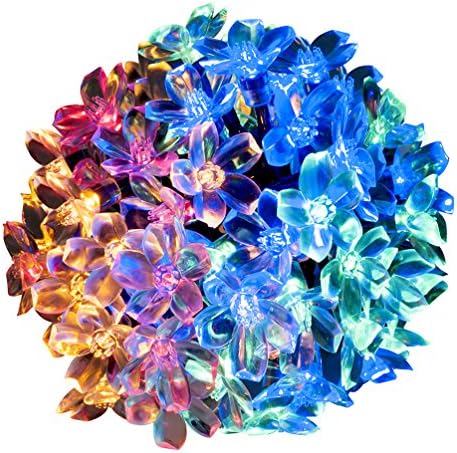 WishWorld Solar String Lights, 21ft 50LEDs Waterproof Fairy Blossom Flower Lights Decorative Lighting for Garden, Outdoor, Patio, Lawn and Holiday Decorations(Multi Color )