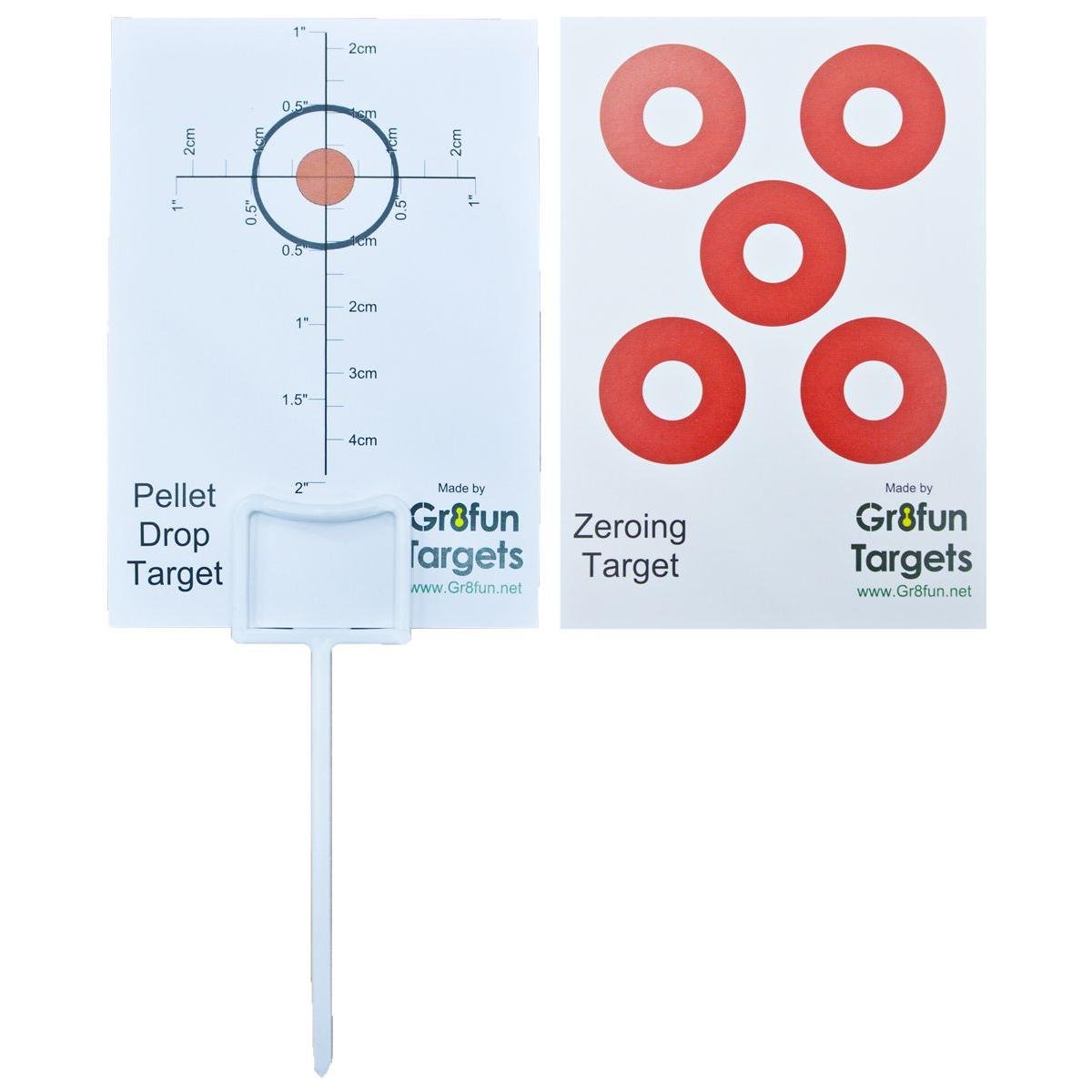 Gr8Fun Pellet Drop Targets Pack of 100 with 10 Holders - Cards are slightly larger than a credit card and weigh next to nothing, Drop-Zeroing 300gsm has scale in inches cm