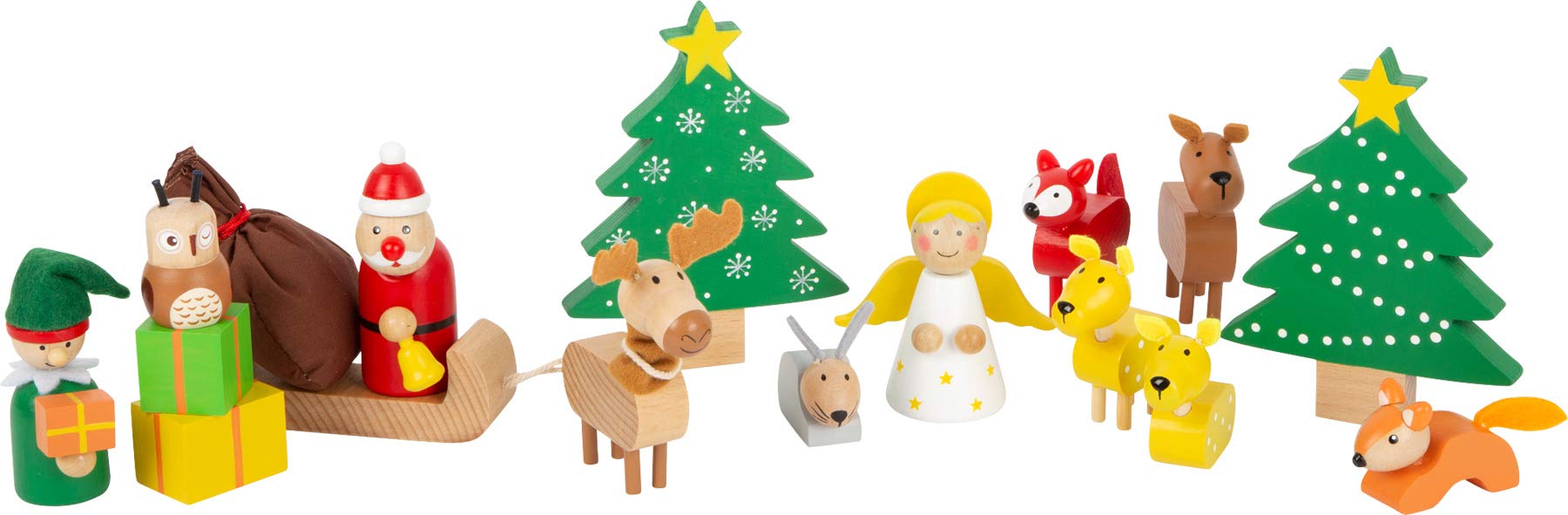 Small Foot 11749 Christmas Night of Animals Play Set made of wood, with Christmas figurines, for kids aged 3+ years