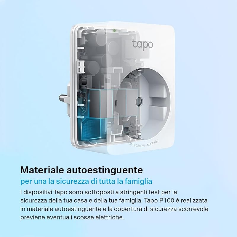 P100 Presa Smart WiFi 10A 2300W Timer Controllo App Alexa Google, 4pz