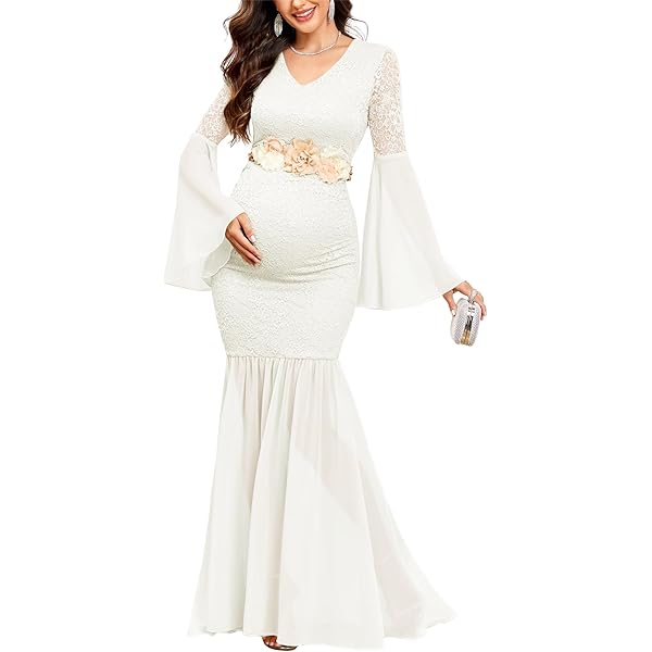 Guramisi Maternity Dresses for Photoshoot Appliques Laces Tulle Maternity  Photoshoot Outfits Pregnancy Gown Sage at Amazon Women's Clothing store