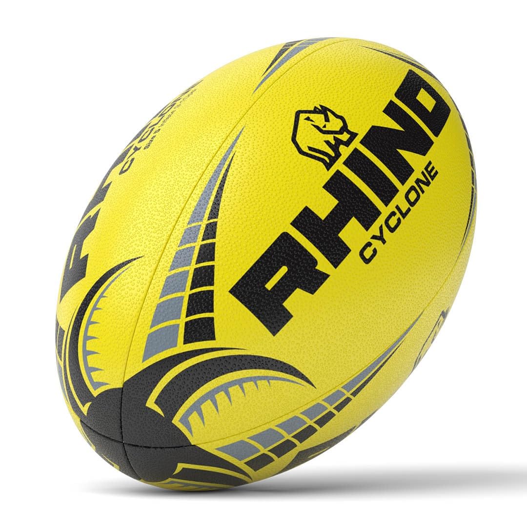 Rhino Cyclone Rugby Ball, Fluo Yellow, Size 4 — image 1