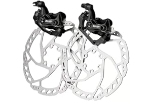 RUJOI Bike Disc Brake Kit, Aluminum Front and Rear Caliper, 160mm Rotor, Mechanic Tool-Free Pad Adjuster for Road Bike, Mount