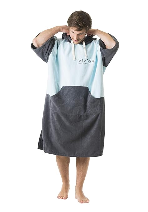 Vivida Lifestyle Original Poncho à Capuche Poncho Robe Pour Se Changer à Lextérieur Poncho Serviette Avec Ouvertures Sous Les Bras Poches Larges