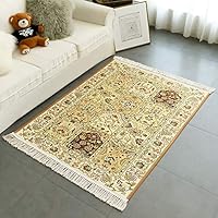 Floral Oriental Traditional Tassels Area Rug, Dining Room Decor Soft Large Carpet, Easy Clean Stain Fade Resistant Best for Living Room Bedroom Entryway (5