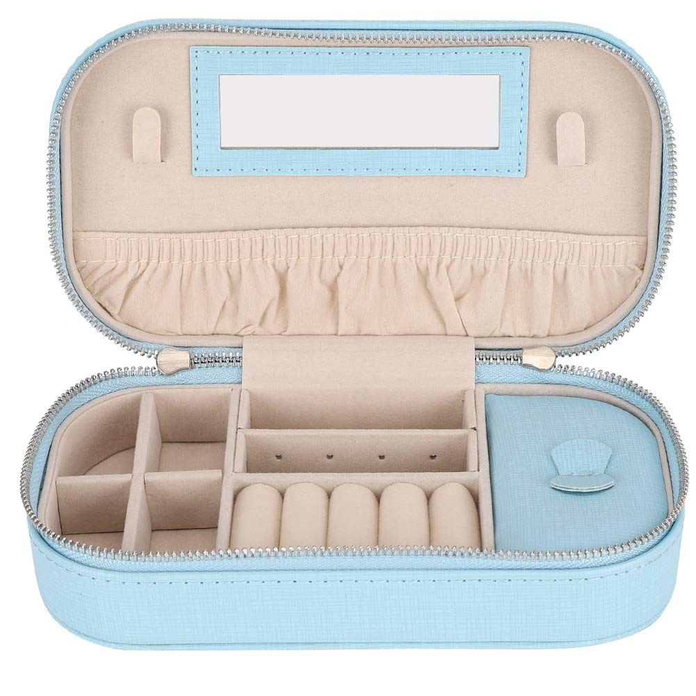 Portable Pu Jewelry Box, Zipper Closure Earrings Ring