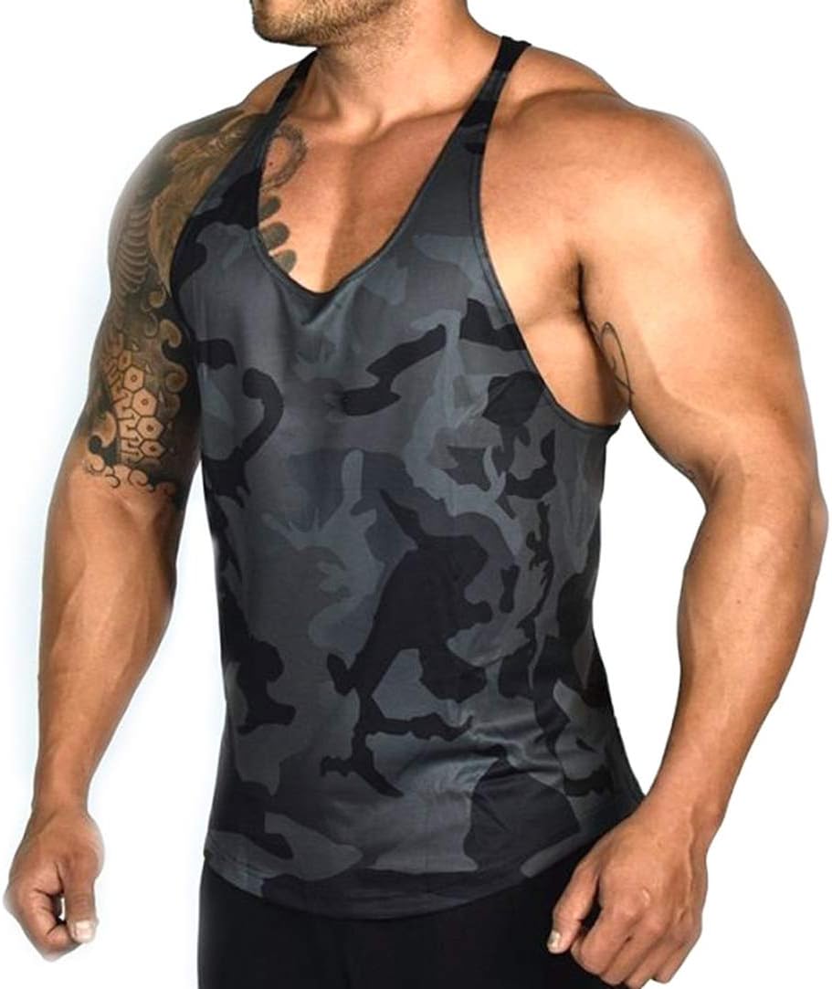 XARAZA Men's Muscle Stringer Tank Tops Athletic Workout Gym Fitness Vest T-Shirts