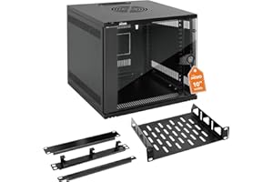 Tecmojo 6U 10 inch Rack, Wall Mount Network Cabinet Set,12.3W x 13D x 11.8H- Load Capacity 110Lbs(50 kg),Black 10" Wall Housi