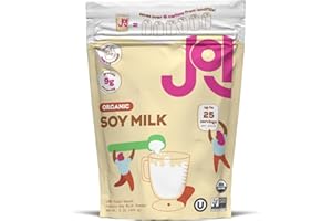 JOI Organic Soy Milk, Plant-Based Milk Powder, Non-Dairy Milk Substitute, No Preservatives, No Gums, No Added Sugar, Vegan, Non-GMO, USDA Certified, USA Based Soy Beans, Kosher, 9g Protein per Serving, Up to 25 Servings, 1 lb (453 g)