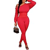 Ophestin Womens 2 Piece Sweatsuits Sexy Off The Shoulder Long Sleeve Tops Legging Pants Set Tracksuit Outfits