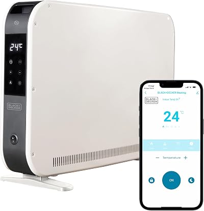 BLACK+DECKER 2.2KW Smart Convection Heater 3 Settings 24h Timer White