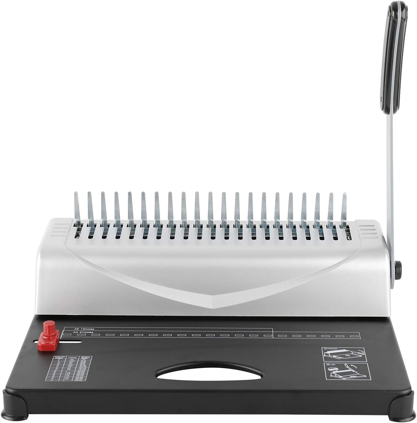 Heavy Duty 450 Pages 21 Rectangle Hole Paper Comb Binding Machine Manual Paper Punch Binder with Handle : Office Products