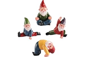 JIUMO Yoga Gnome Miniature Garden Gnome Fairy Gnomes Figurines Accessories Garden Fairy Decor for Outside Small Gnomes Dwarfs Ornaments Set of 4