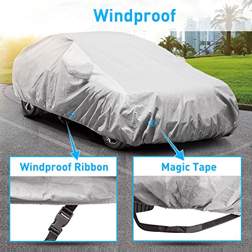 KAKIT 3 Layers Civic Car Cover for Honda Civic 2010-2017, All Weather Waterproof Windproof Dustproof Scratch UV Proof Car Cover for Civic Summer Outdoor, Free Windproof Ribbon