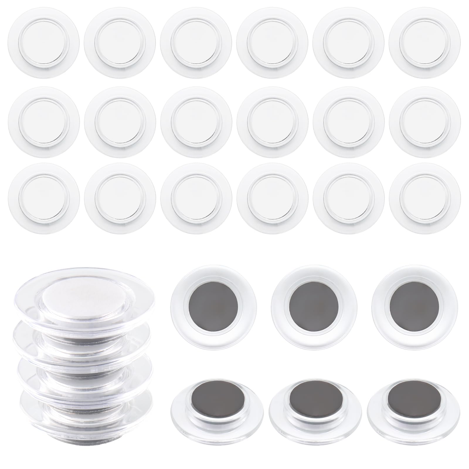 ZDZBLX Strong Fridge Magnets – 28 Pack Small Heavy Duty Magnets, Clear Mini Round Magnets for Whiteboard, Refrigerator, Notice Board & Crafts – Cute Magnet for Home Office & School (Transparent,White)
