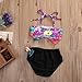 Infant Baby Girls Swimsuit Floral Bowknot Bikini Set Strap Top+Shorts (6-12m, Black)