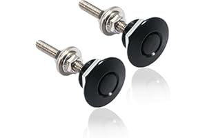 ZILAMGOO 2-Pack Universal Aluminum Vehicle Hood Pins with Push Button Bonnet, Quick Release Latch for Bumper Hood License Plate-1.25" Diameter (Black).