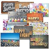 Playful Type Birthday Greeting Cards Value Pack - Set of 20 (10 designs), Large 5" x 7", Happy Birthday Cards with Sentiments Inside