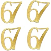 Gold Glitter 67 Cut-Out Numbers, 67th Birthday Party Anniversary Decorations DIY Essentials