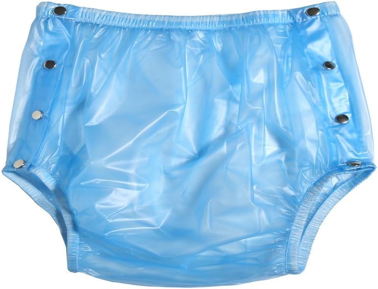 Haian Adult Incontinence Snap-on Plastic Pants 3 Pack (X-Large, Transparent Blue)