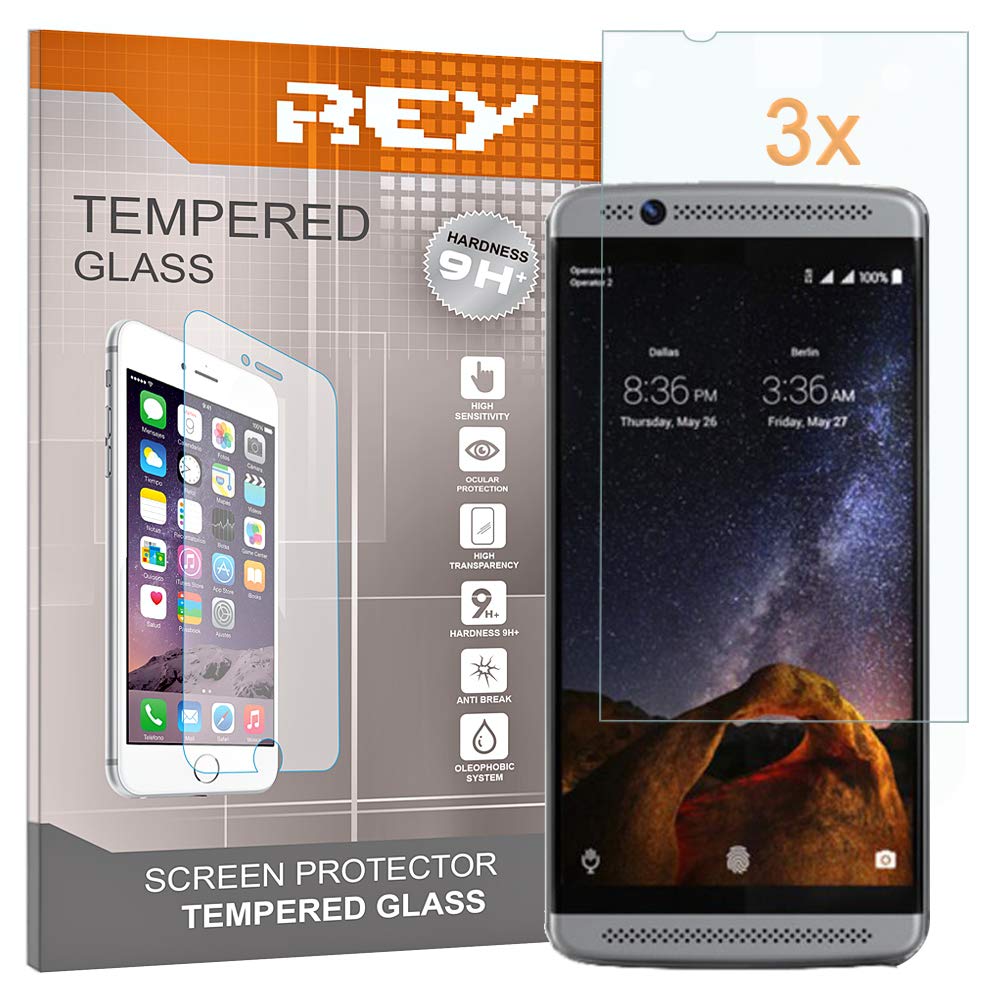 REY Screen Protector for ZTE AXON 7 MINI, Tempered Glass Film, Premium quality, [Pack 3x]