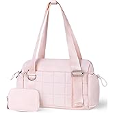 VUUDH Mini Gym Bag for Women Puffy Bag, Small Gym Bag with Coin Wallet, Lightweight Gym Tote Bag for Fitness, Work, Travel, Daily Commute,Pink