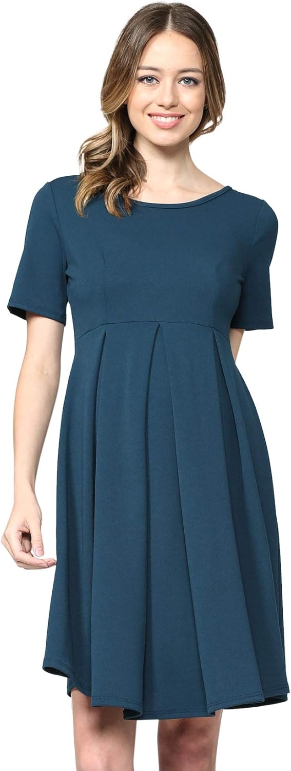 HELLO MIZ Women's Maternity Midi Dress with Front & Back Pleat at  Women’s Clothing store