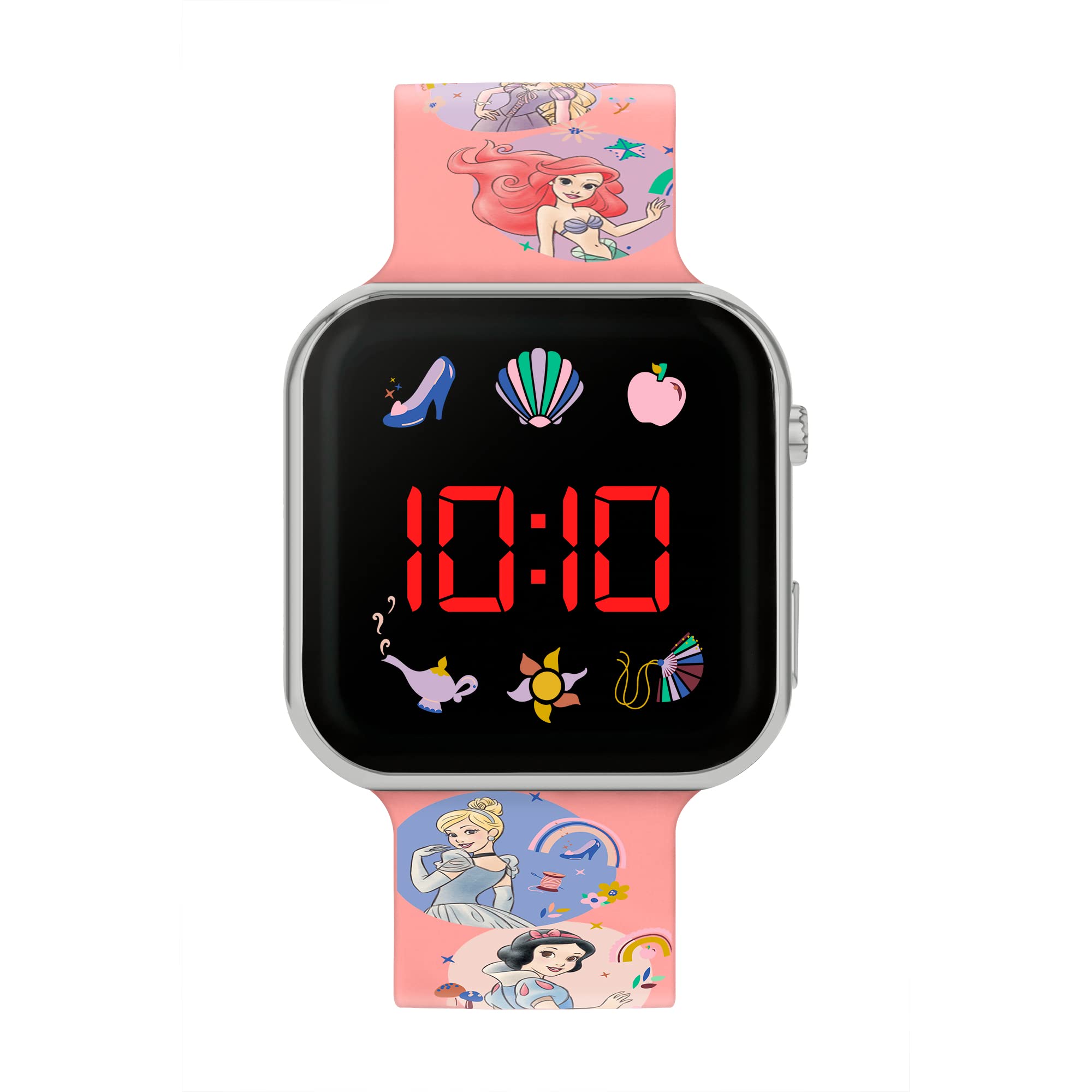 Disney Princess Push Button LED Watch with Pink Silicone Strap PN4398