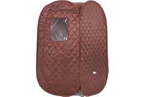 SMARTMAK Portable Sauna Tent, Foldable One Person Full Body Spa for Detox Therapy Without Steamer- Brown