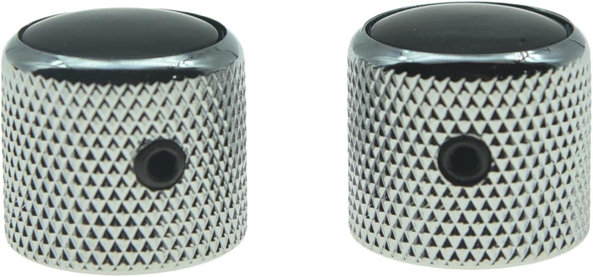 KAISH Set of 2 Black Pearl Top Guitar Dome Knobs with Set Screw for