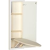 Household Essentials in‑Wall Recessed Ironing Board Cabinet with Storage Shelves, White Finish