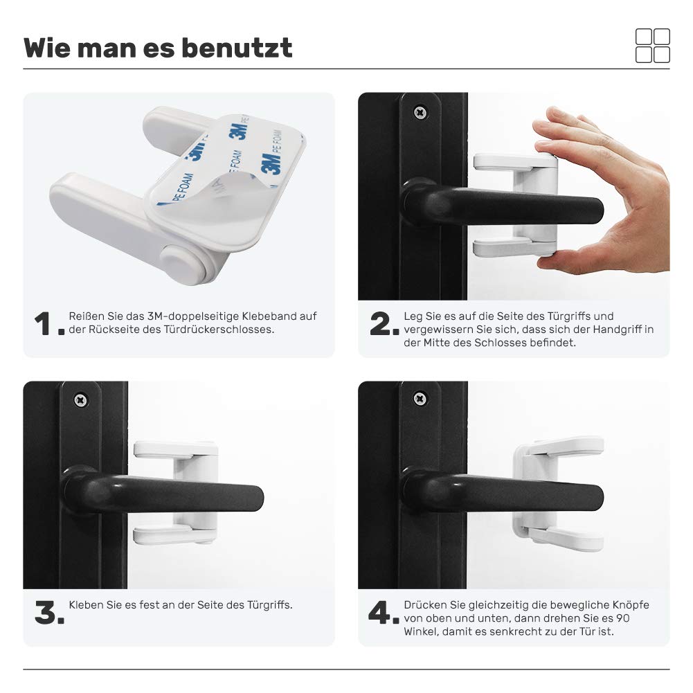 Türdrückerschloss Fenstersicherung kinder sicherheitsschloss Kindersicherung 2er Pack Türgriffschloss für Baby