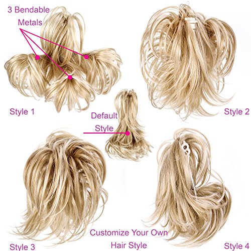 Onedor 12 Inch Adjustable Messy Style Ponytail Hair Extension Synthetic Hair-Piece with Jaw Claw (24H613)