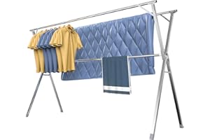 Clothes Drying Rack,Heavy Duty Stainless Steel Garment Rack,Adjustable and Foldable Laundry Rack for Indoor Outdoor Drying Ra