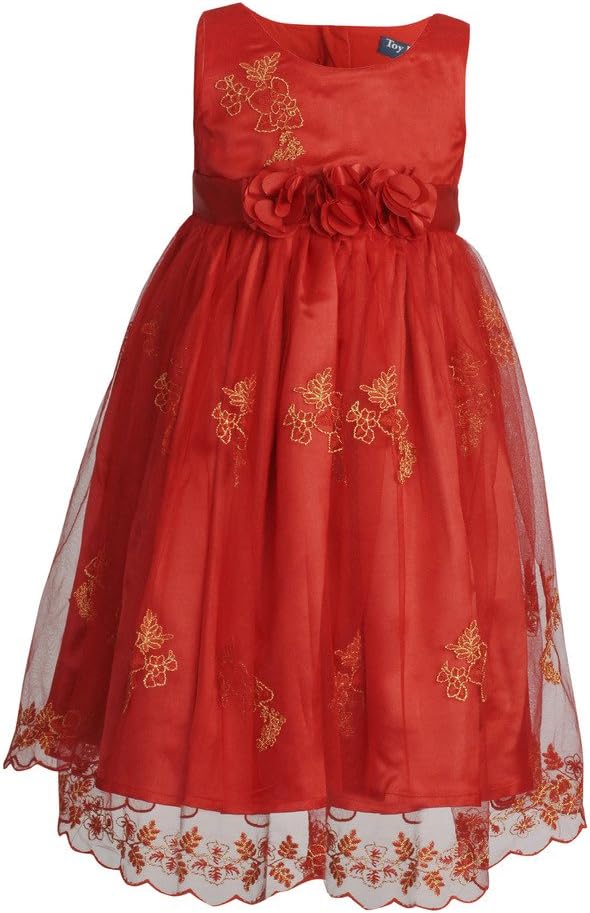 Toy Balloon Kids Red Lurex Embroidered Party & Evening dress