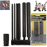 Rack-A-Tiers 7-Piece Allen Head Driver Bit Kit - Impact Driver Rated, Allen Bits for Lug Termination, Electrical Drill Bits, Quick-Change Allen Bits, 6" Length, 1/4&Prime; Hex Shank (72607)