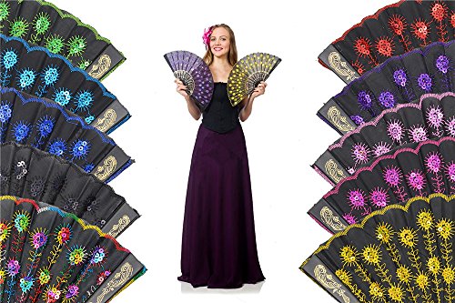 LYSA "Peacock" Folding Hand Held Fans Bulk for Women - Spanish / Chinese/Japanese Palace Style Restoring Ancient Ways 9.06"ï¼ˆ23cm)( 10pcs Mixed Colors)