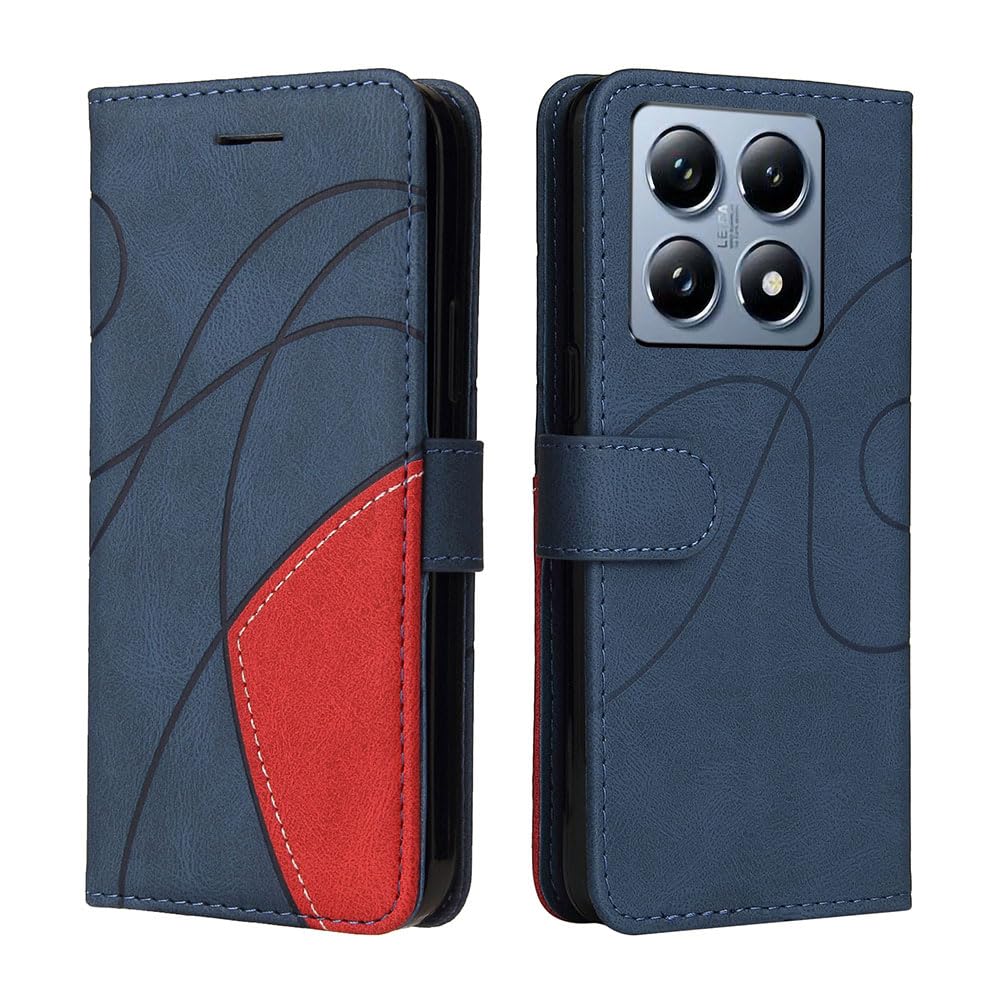 XINNI Protective Phone Case for Xiaomi 14T Pro, PU/TPU Vintage Flip Leather Shockproof Cover Magnetic Book Style Wallet, Blue — image 1