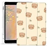 JOYLAND Kawaii Bear Pad Case for 10.2 Inch iPad 9th/7th/8th Generation with Pencil Holder, Foldable for iPad 2021/2020/2019 Case Trendy Cartoon Design Leather Protective Cover, Auto Wake/Sleep