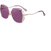 HEPTICS Oversized Butterfly Sunglasses, Purple Gradient Lens, Gold Metal Frame, UV400 Protection,Trendy Sunglasses for Women