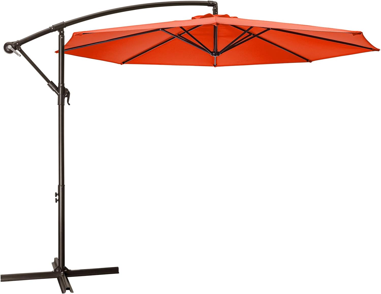 Rubeder Patio Umbrella 10 Ft Offset Cantilever Umbrella Outdoor Market Hanging Umbrellas Crank With Cross Base And Umbrella Cover 8 Ribs Orange Amazon Co Uk Garden Outdoors