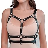 NOFIBAF Punk Belt Goth Leather Body Chain Black Waist Chain Belts Sexy Adjustable Body Accessories for Women Girls
