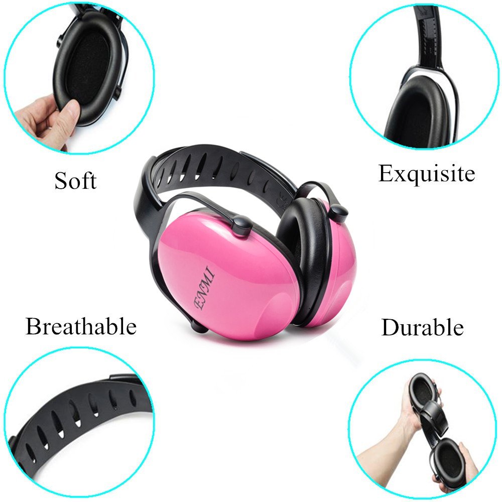 Enmi Baby Ear Defender Hearing Protection Earmuffs Noise Reduction, 3 months+, Blue, Comfortable for Travelling ，Leaning， Rest (pink)