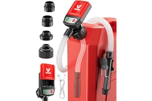 VEECAP Automatic Electric Fuel Transfer Pump with Auto-Stop Original Patented, 3.8GPM & 51" Hose & 4 Size Adapters Gas Can Pump with Leak Protection for Gasoline, Diesel, Kerosene - 2nd Gen Black