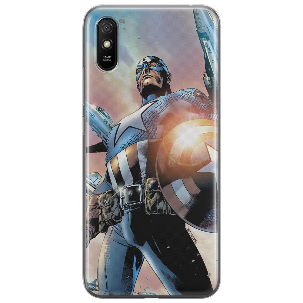 ERT GROUP mobile phone case for Xiaomi REDMI 9A original and officially Licensed Marvel pattern Captain America 015 optimally adapted to the shape of the mobile phone, case made of TPU Multicolor