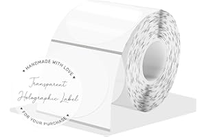 STARLIBOO 2 Inch Clear Transparent Thermal Label Stickers, Round Clear Self-Adhesive Direct Thermal Labels, Perforation Line Design& Waterproof- 300 Sheets