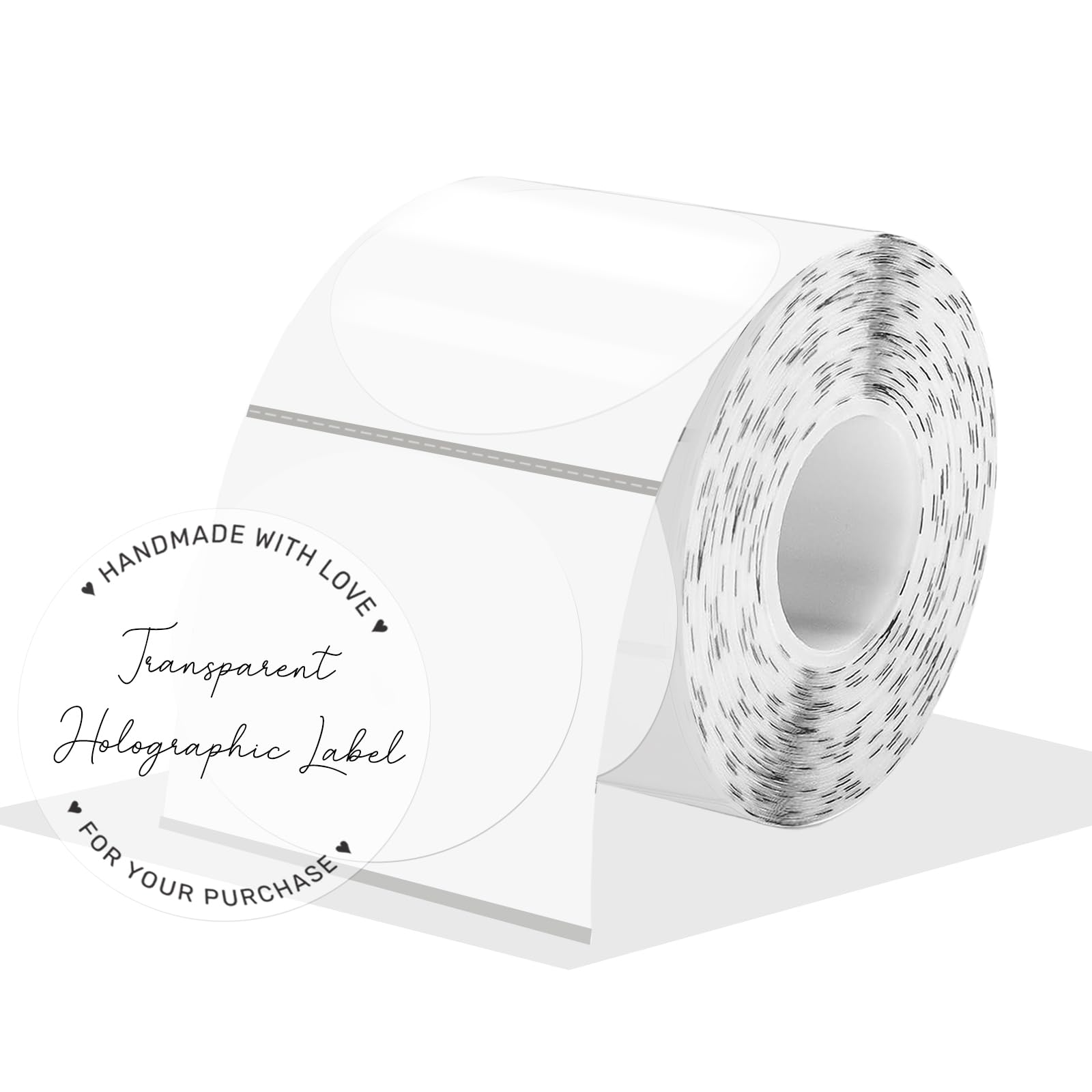 Photo 1 of 2 Inch Clear Transparent Thermal Label Stickers, Round Clear Self-Adhesive Direct Thermal Labels, Perforation Line Design& Waterproof- 300 Sheets