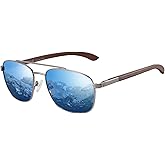 ZENOTTIC Aviator Wood Polarized Sunglasses for Men 100% UV Protection Fishing Driving Golf