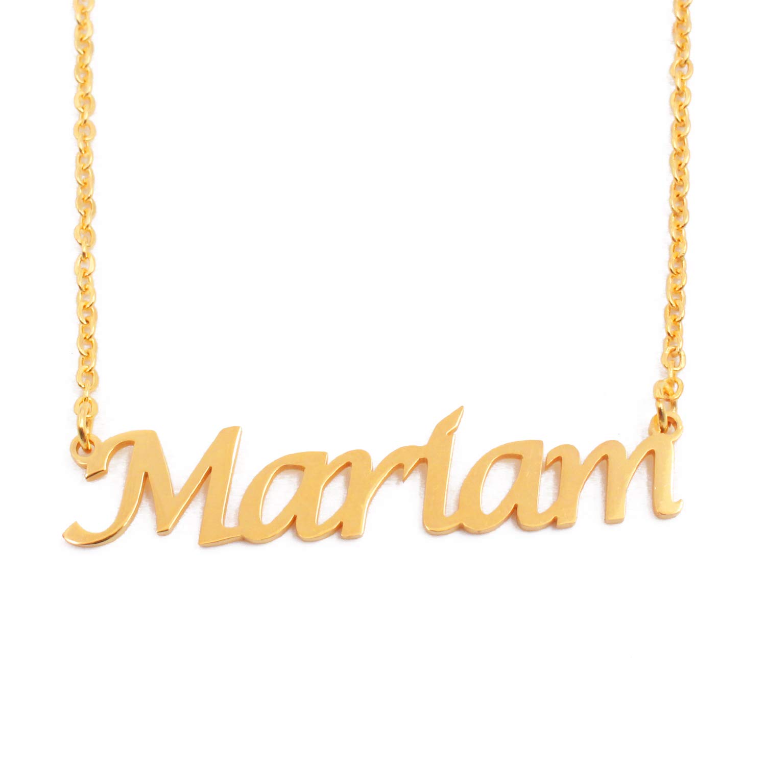 Kigu Mariam Name Necklace Personalised 18ct Gold Plated, Custom Dainty Name Pendants, Jewellery for Ladies, Girlfriend, Mother, Sister, Friends Inc Bag & Box