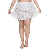 Lopie Women Lace Crochet Swim Skirt Bikini Bottom Swimsuit Board Shorts Skort Swimdress